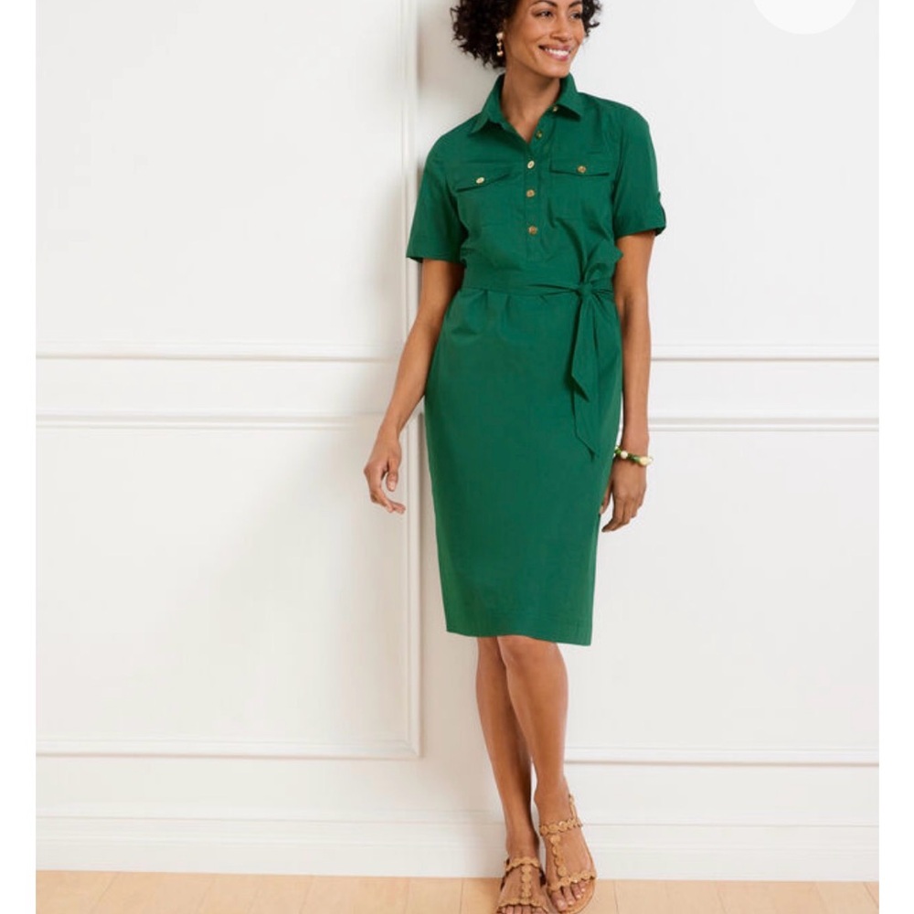 Talbots POPLIN UTILITY SHIRTDRESS - Green Shirt Dress